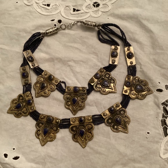 Vintage Middle Eastern Style Tiered Statement Necklace - Picture 3 of 7